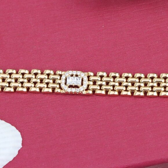 "Elegant Rose Gold Bracelet with Sparkling Central Crystal Accent, XPBL0935 - Picture 11 of 12